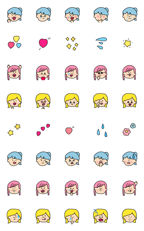 [LINE絵文字]＊＊ lucky ガールズ ＊＊の画像一覧
