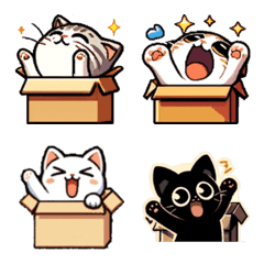 [LINE絵文字] 箱に入った5種類の可愛い猫の絵文字の画像