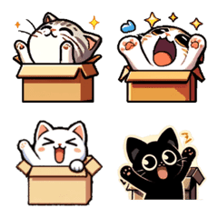 箱に入った5種類の可愛い猫の絵文字の絵文字メイン画像