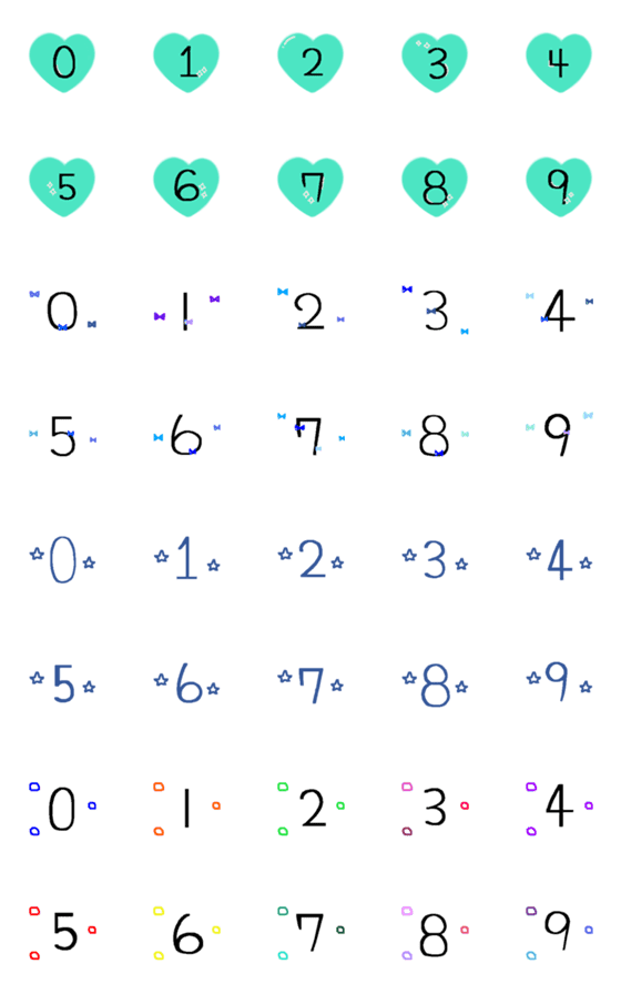 [LINE絵文字]いろいろ数字の画像一覧