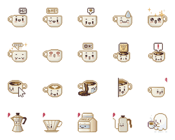 [LINE絵文字]Golden game : Pixel coffeeの画像一覧