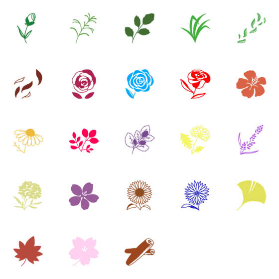 [LINE絵文字]シンプルな植物とお花のイラストの画像一覧