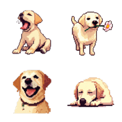 [LINE絵文字] ドット絵 ラブラドール イエロー 絵文字の画像