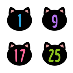 [LINE絵文字] かわいい黒猫の数字 1 ～ 40の画像