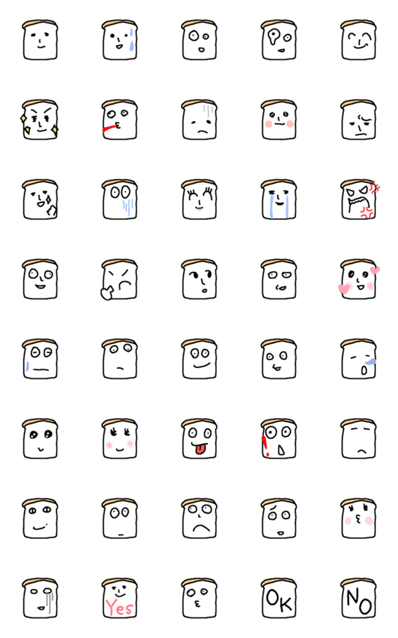 [LINE絵文字]テキトーな顔のパンの画像一覧