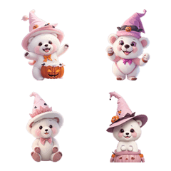 [LINE絵文字] cute white bear halloween emoji v.2の画像