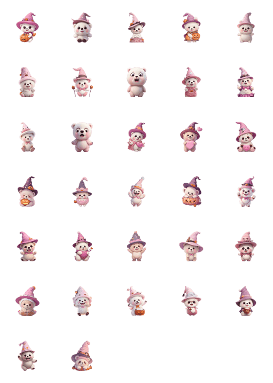 [LINE絵文字]cute white bear halloween emoji v.2の画像一覧