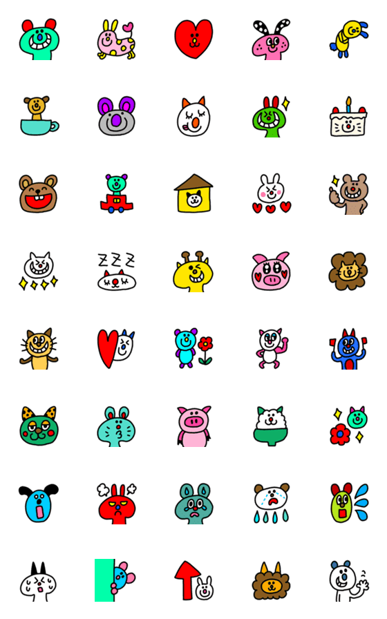 [LINE絵文字]riekimのアニマルカラフル絵文字の画像一覧