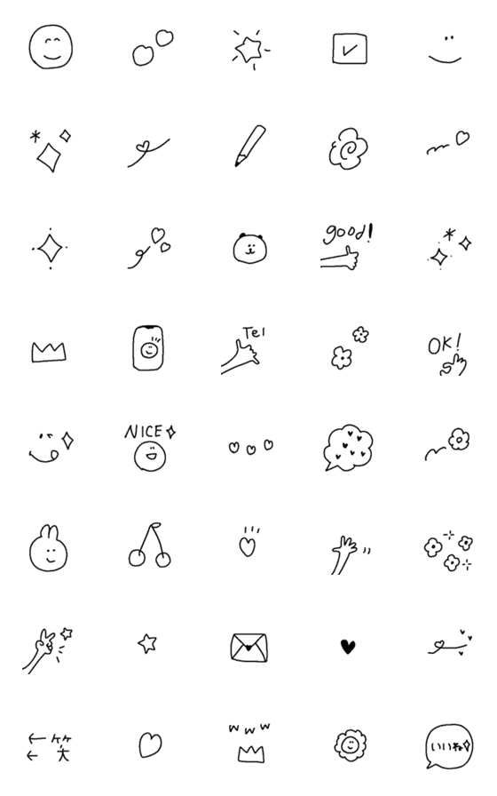 [LINE絵文字]◎モノトーン絵文字⑅◡̈*◎の画像一覧