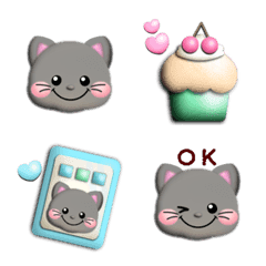 [LINE絵文字] かわいい♡ぷっくり絵文字28(ねこ/黒猫)の画像