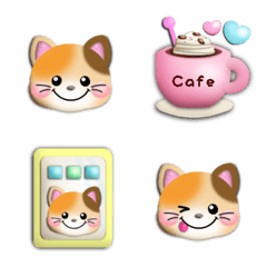 [LINE絵文字] 動く！！かわいい♡ぷっくりねこ23(三毛猫)の画像