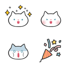 [LINE絵文字] シンプルで使いやすい！ゆるい白ねこ絵文字の画像