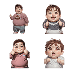 [LINE絵文字] Cute chubby fat kid emoji v.2の画像