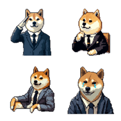 [LINE絵文字] ドット絵 働く 柴犬 社会人の画像