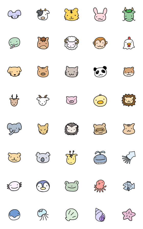 [LINE絵文字]ゆる手描き動物絵文字の画像一覧