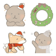 [LINE絵文字] クリスマス クマちゃんモコ 絵文字の画像