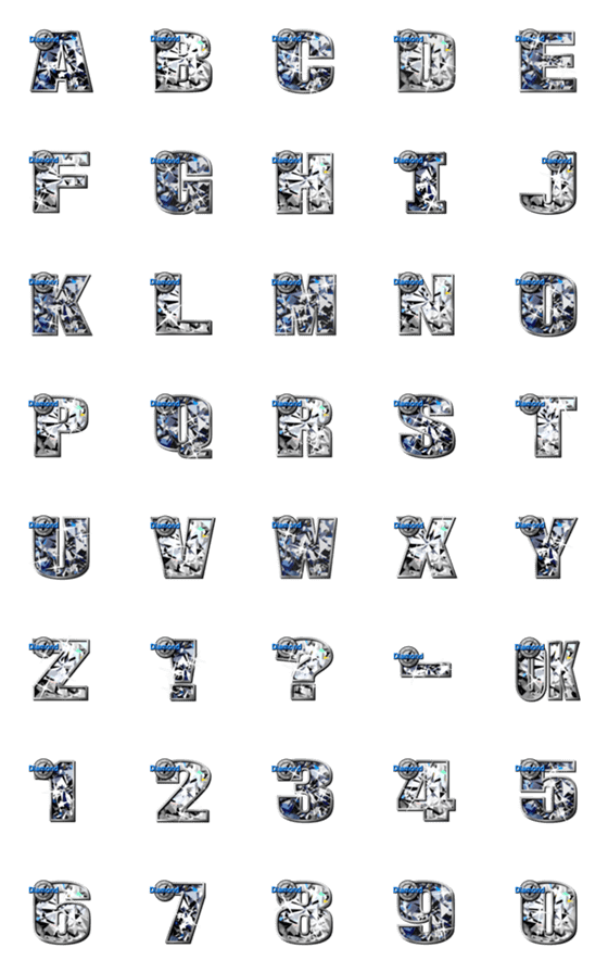[LINE絵文字]キラキラ輝くジュエリー英大文字数字#4の画像一覧