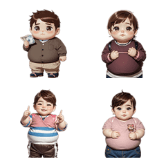 [LINE絵文字] Cute chubby fat kid emojiの画像