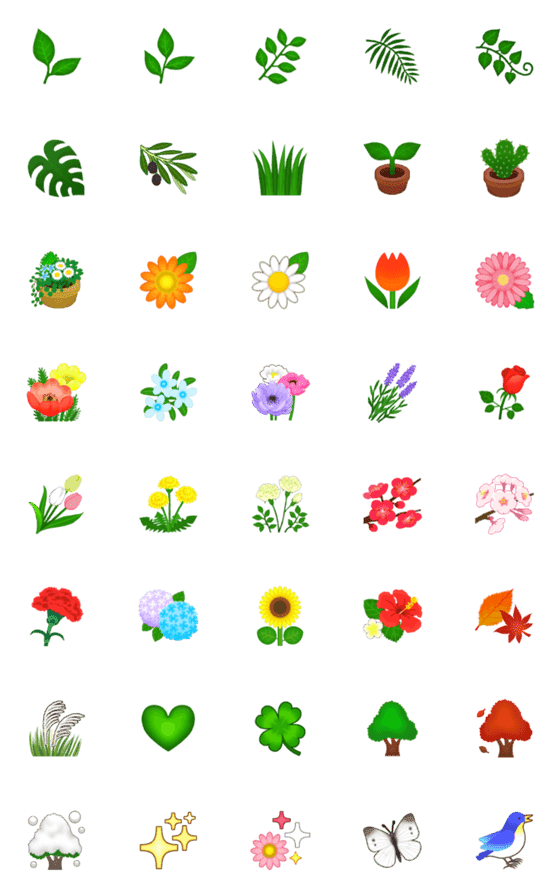 [LINE絵文字]植物の絵文字（花、樹木、草）修正版の画像一覧