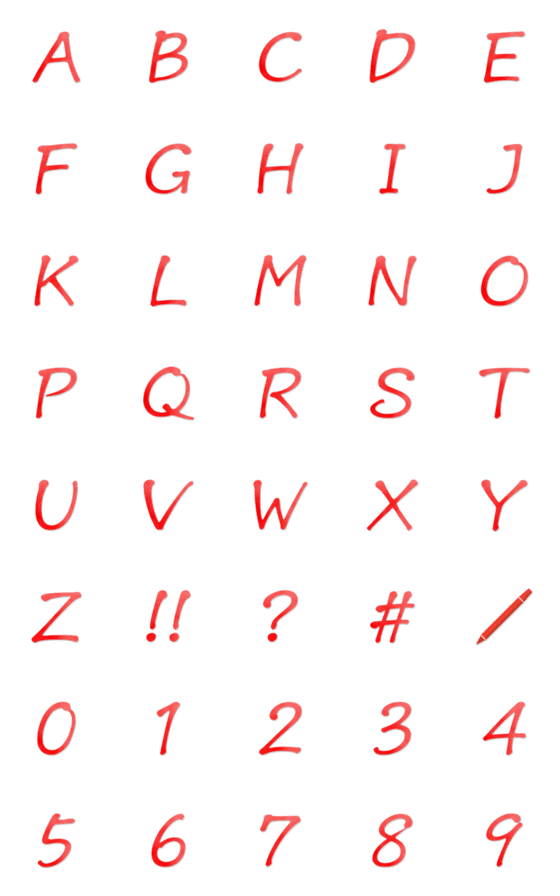 [LINE絵文字]手書き風 赤ペンチェック アルファベットの画像一覧