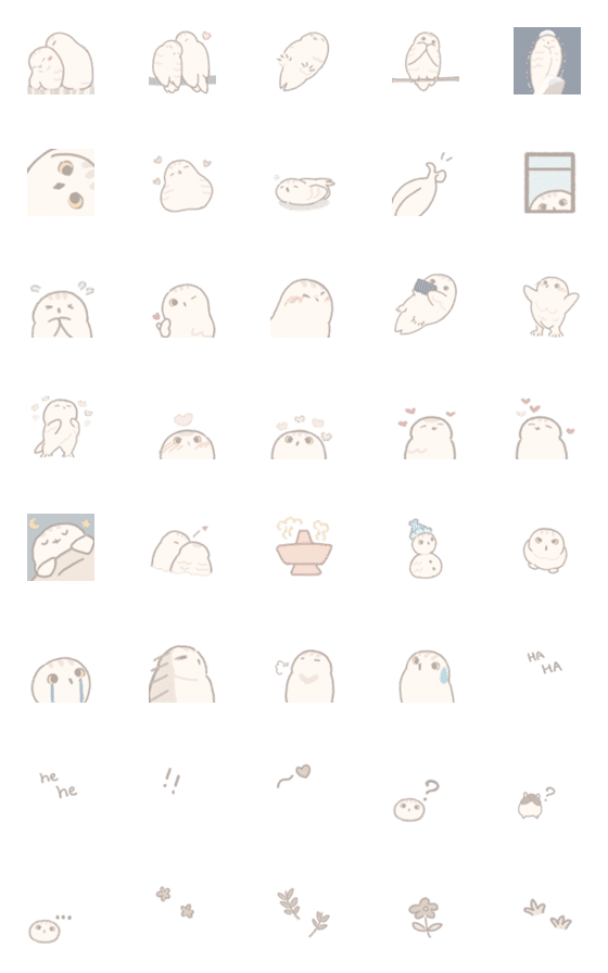 [LINE絵文字]Snowy Owl Snuggleの画像一覧