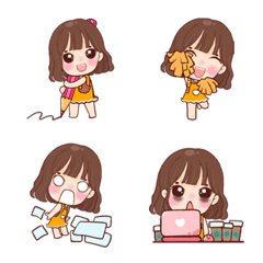 [LINE絵文字] NongNamcha, cute, working girl, emojiの画像