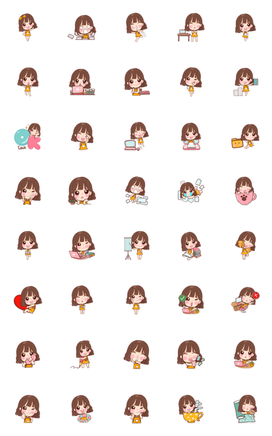 [LINE絵文字]NongNamcha, cute, working girl, emojiの画像一覧