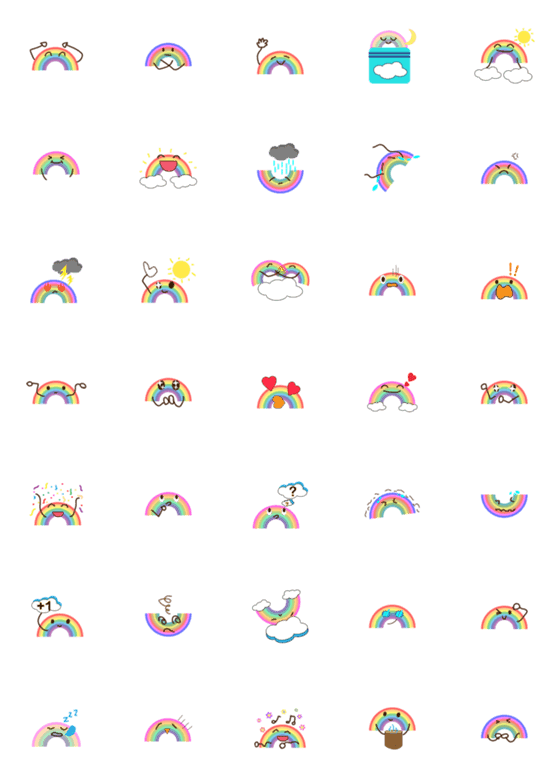 [LINE絵文字]Rainbow Mood Changesの画像一覧