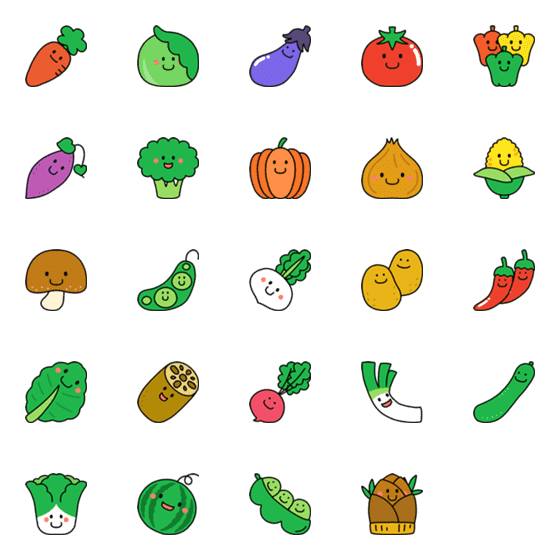 [LINE絵文字]瞬きする！あのファニーフェイス【野菜】の画像一覧