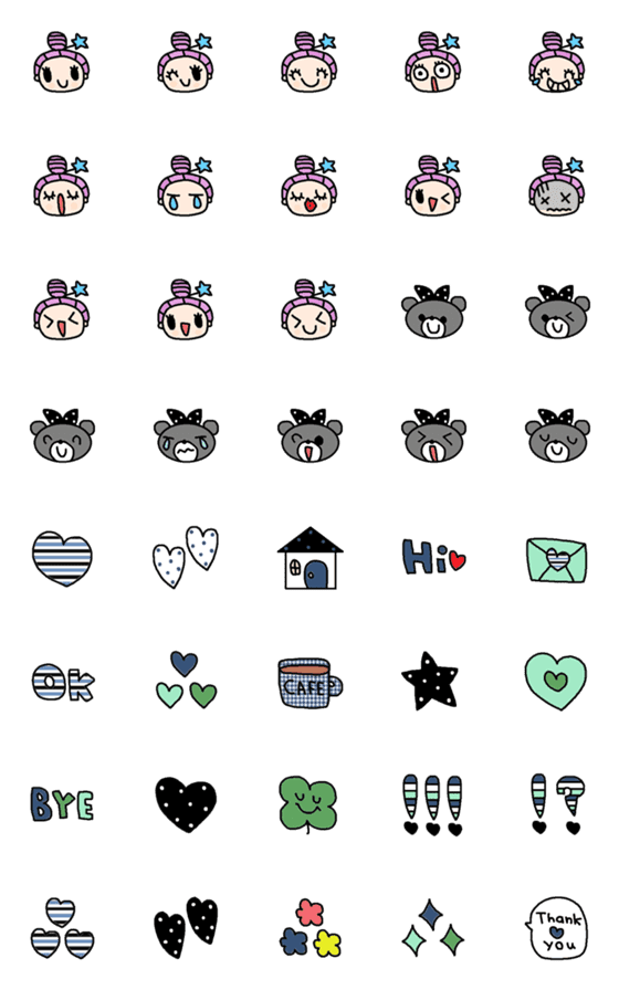 [LINE絵文字](色んな絵文字セット367大人可愛いシンプルの画像一覧