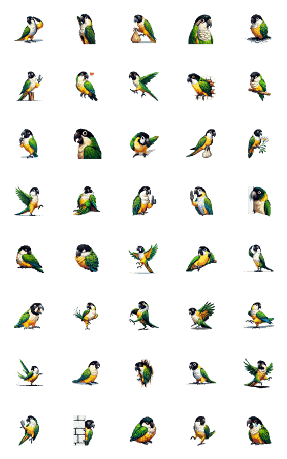 [LINE絵文字]ドット絵 ズグロシロハラインコ 絵文字の画像一覧