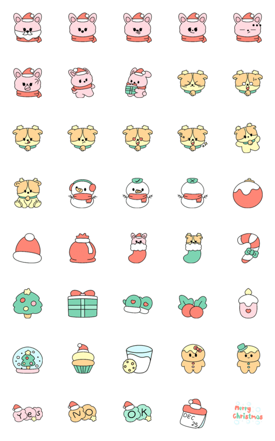 [LINE絵文字]Peenutbutter : Cute Christmas Emojiの画像一覧