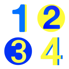 [LINE絵文字] Numbers emoji : blue yellow v.2の画像