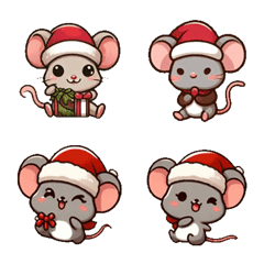 [LINE絵文字] クリスマス - 可愛いネズミの画像