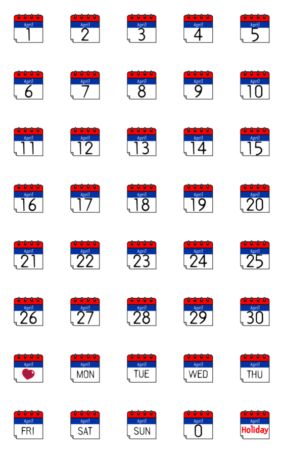 [LINE絵文字]Calendar April 04の画像一覧