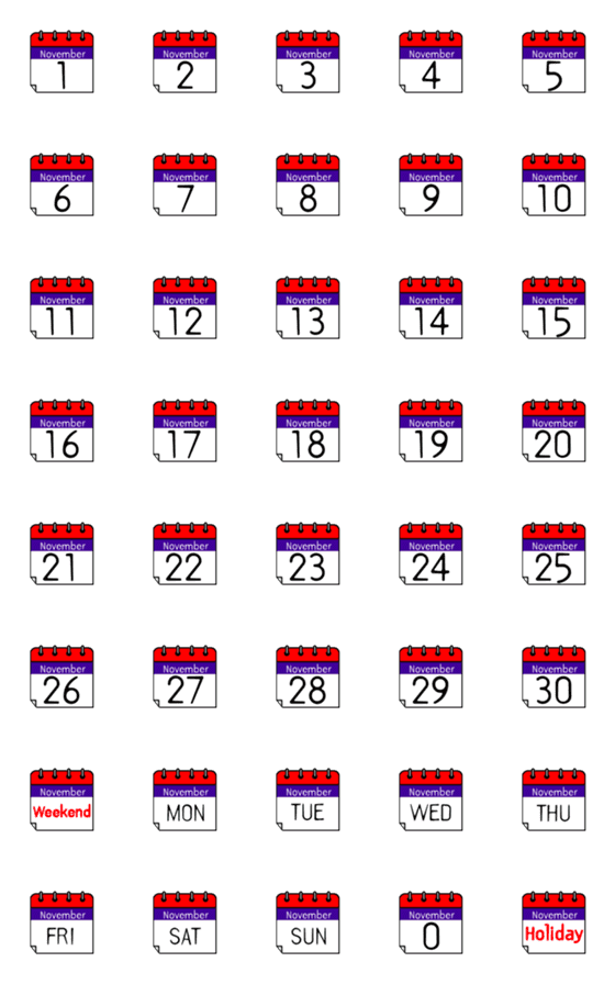 [LINE絵文字]Calendar November 11の画像一覧