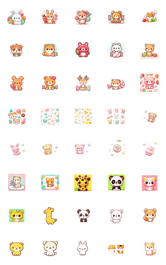 [LINE絵文字]かわいい動物とかわいいお菓子の画像一覧