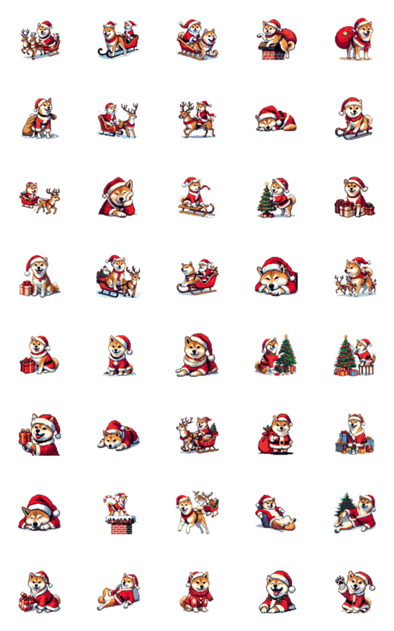 [LINE絵文字]ドット絵 サンタ 柴犬 クリスマス 絵文字の画像一覧