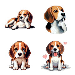 [LINE絵文字] ドット絵 ビーグル 犬 絵文字の画像