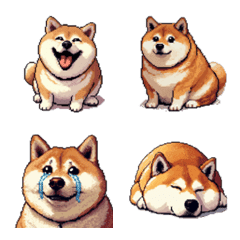 [LINE絵文字] ドット絵 太っちょ柴犬 絵文字の画像