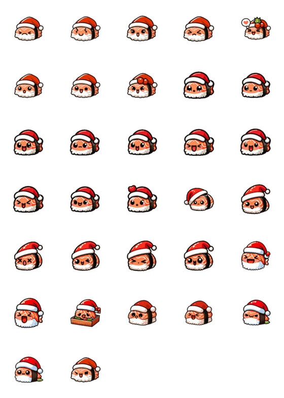 [LINE絵文字]クリスマス - 可愛い寿司の画像一覧
