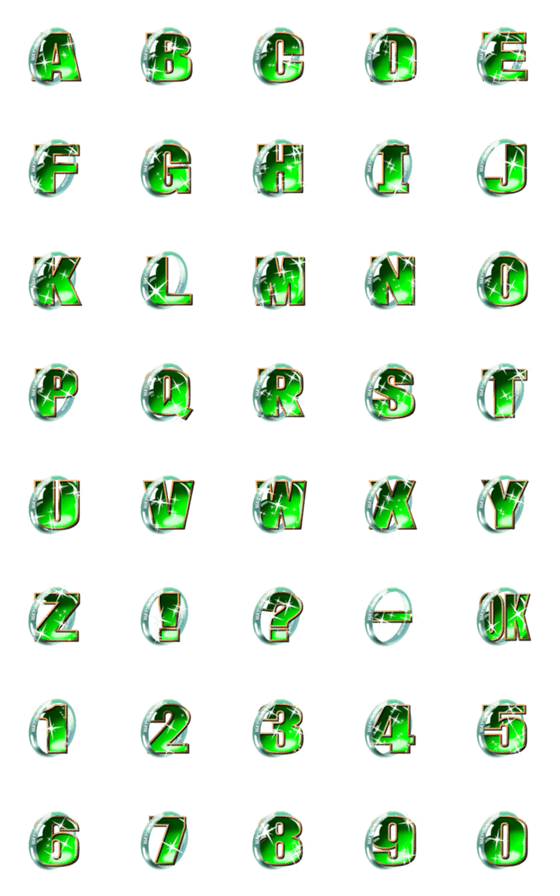 [LINE絵文字]キラキラ輝くジュエリー英大文字数字#5-2の画像一覧