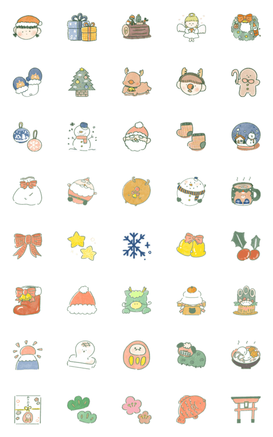 [LINE絵文字]冬の絵文字 クリスマス＆年末年始の画像一覧