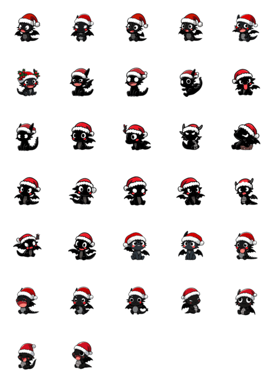 [LINE絵文字]クリスマス - 可愛い黒い龍の画像一覧