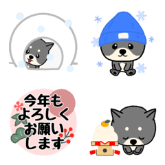 [LINE絵文字] ▶豆柴『まめ』の動く絵文字2 冬の画像