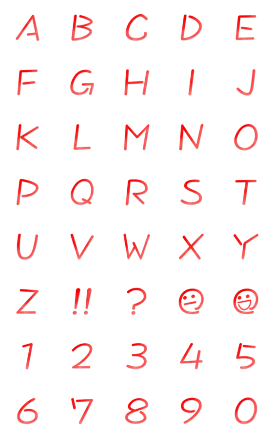 [LINE絵文字]手書き風 赤ペン アルファベットの画像一覧