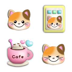 かわいい♡ぷっくり絵文字23(ねこ/三毛猫)の絵文字メイン画像