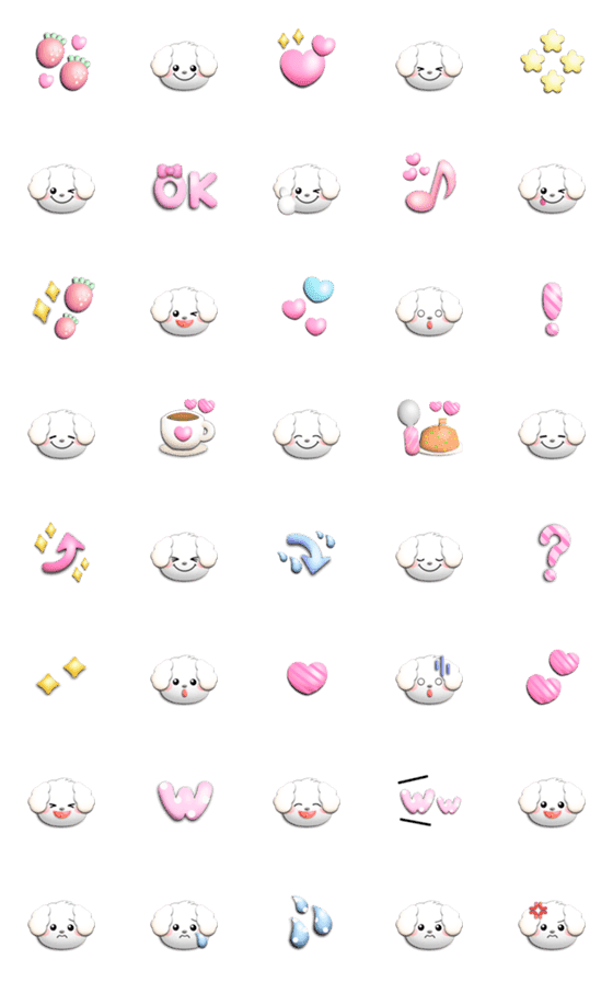 [LINE絵文字]かわいい♡ぷっくり絵文字12(マルチーズ犬)の画像一覧