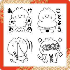 [LINE絵文字] 【動く】ゆるい ねこ♡冬 年末年始の画像