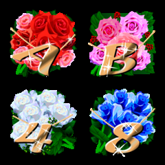[LINE絵文字] バラの花束と動く金文字飾りの画像